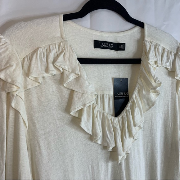 NWT Lauren Ralph Lauren Ruffle Trim Jersey Top, size XL - Picture 7 of 11